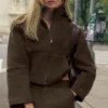 Dwustronna wełniana kurtka City Girl – kolor espresso