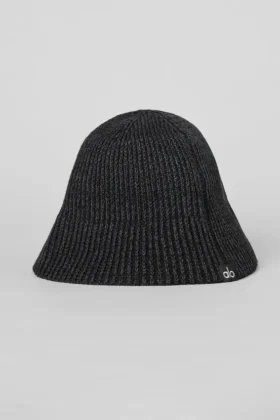 Dzianinowa czapka typu cloche w stylu dżinsowym – czarna/antracytowa