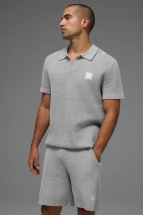 Dzianinowy swetr polo Sports Club – Athletic Heather Grey