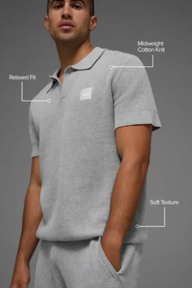 Dzianinowy swetr polo Sports Club – Athletic Heather Grey