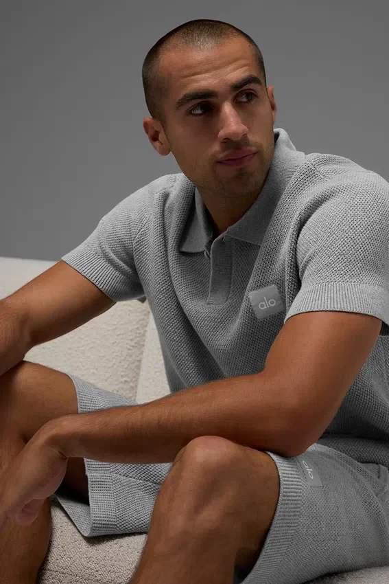 Dzianinowy swetr polo Sports Club – Athletic Heather Grey