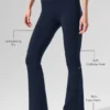 High-Waist Airbrush 7/8 Bootcut Legginsy – granatowe
