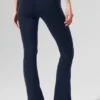 High-Waist Airbrush 7/8 Bootcut Legginsy – granatowe