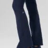 High-Waist Airbrush 7/8 Bootcut Legginsy – granatowe