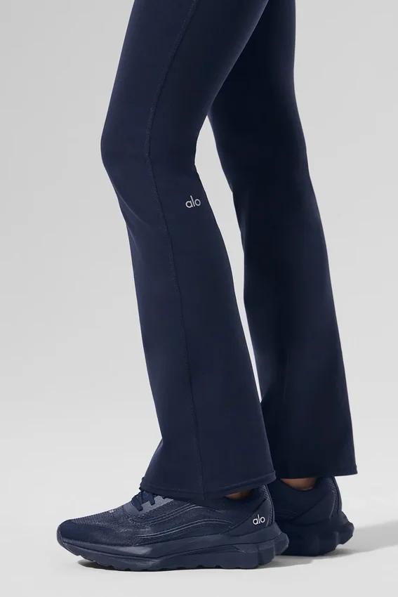 High-Waist Airbrush 7/8 Bootcut Legginsy – granatowe