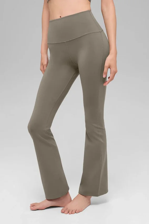 High-Waist Airbrush 7/8 Bootcut Legginsy – kolor jasnokakaowy