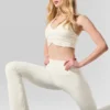 High-Waist Airbrush 7/8 Bootcut Legginsy – kolor kości słoniowej