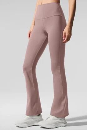 High-Waist Airbrush 7/8 Bootcut Legginsy – kolor taupe