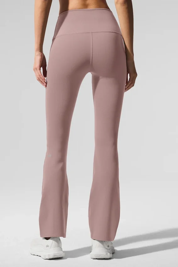 High-Waist Airbrush 7/8 Bootcut Legginsy – kolor taupe