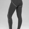 High-Waist Airbrush 7/8 Heart Throb Legginsy – antracytowo-białe