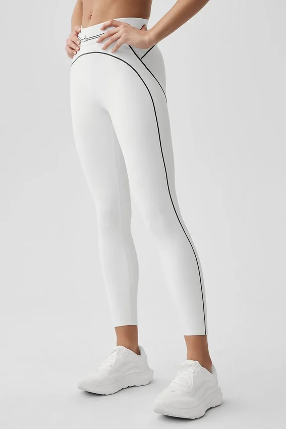 High-Waist Airbrush 7/8 Heart Throb Legginsy – białe/czarne