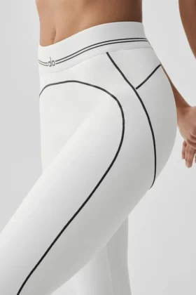 High-Waist Airbrush 7/8 Heart Throb Legginsy – białe/czarne