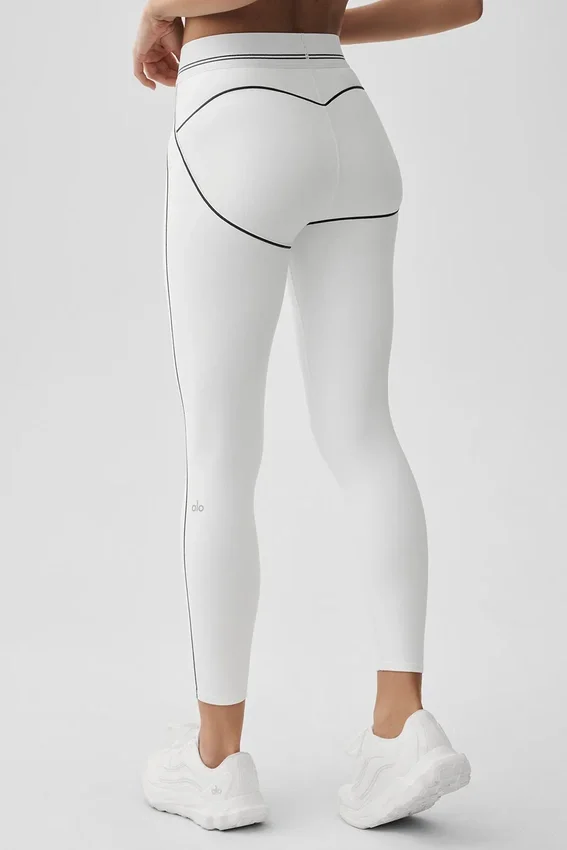 High-Waist Airbrush 7/8 Heart Throb Legginsy – białe/czarne