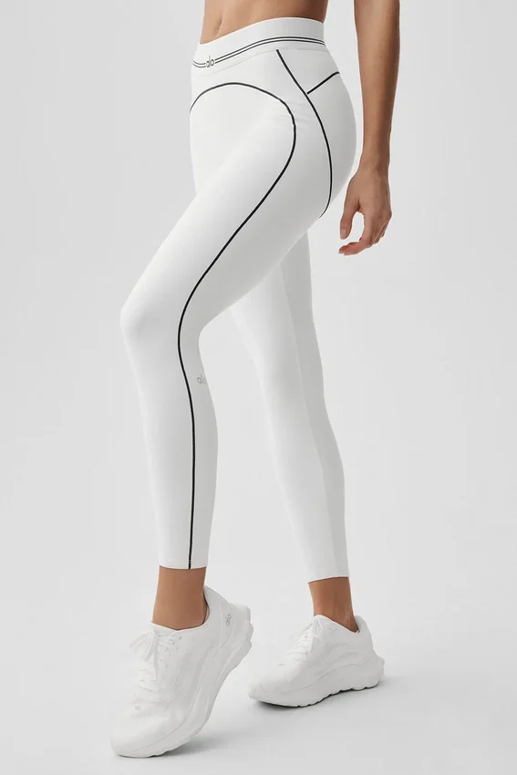 High-Waist Airbrush 7/8 Heart Throb Legginsy – białe/czarne
