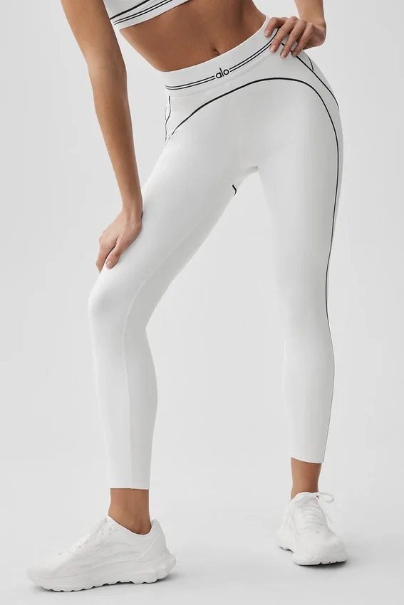 High-Waist Airbrush 7/8 Heart Throb Legginsy – białe/czarne
