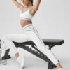 High-Waist Airbrush 7/8 Heart Throb Legginsy – białe/czarne