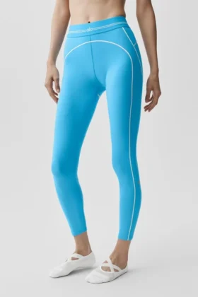 High-Waist Airbrush 7/8 Heart Throb Legginsy – błękitny/biały