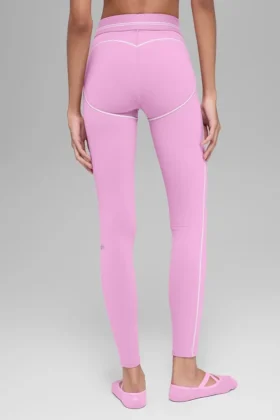 High-Waist Airbrush 7/8 Heart Throb Legginsy – cukierkowy róż/biały