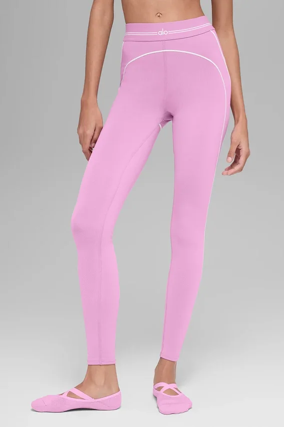 High-Waist Airbrush 7/8 Heart Throb Legginsy – cukierkowy róż/biały