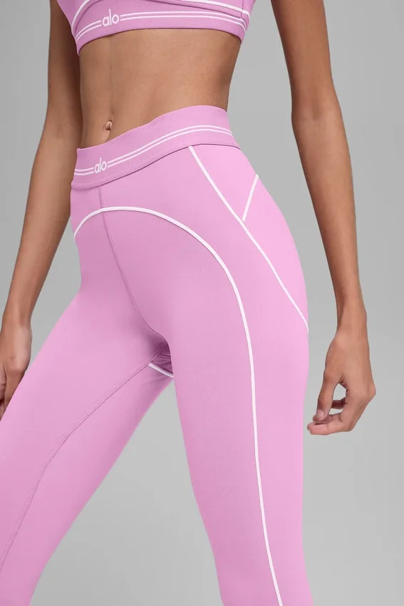 High-Waist Airbrush 7/8 Heart Throb Legginsy – cukierkowy róż/biały