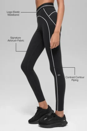 High-Waist Airbrush 7/8 Heart Throb Legginsy – czarne/białe