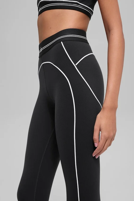High-Waist Airbrush 7/8 Heart Throb Legginsy – czarne/białe
