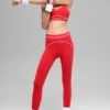 High-Waist Airbrush 7/8 Heart Throb Legginsy – jaskrawoczerwone/białe