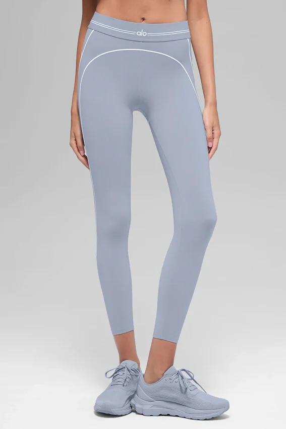 High-Waist Airbrush 7/8 Heart Throb Legginsy – Winter Frost/Białe