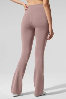 High-Waist Airbrush Bootcut Legginsy – kolor taupe