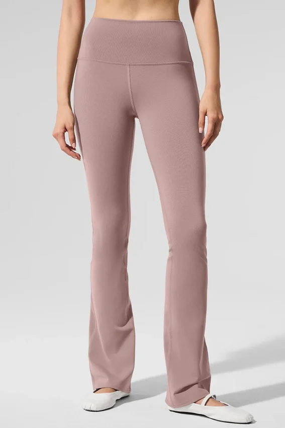 High-Waist Airbrush Bootcut Legginsy – kolor taupe