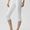 High-Waist Airbrush capri (16") – białe