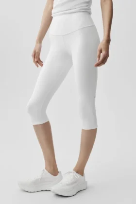 High-Waist Airbrush capri (16") – białe