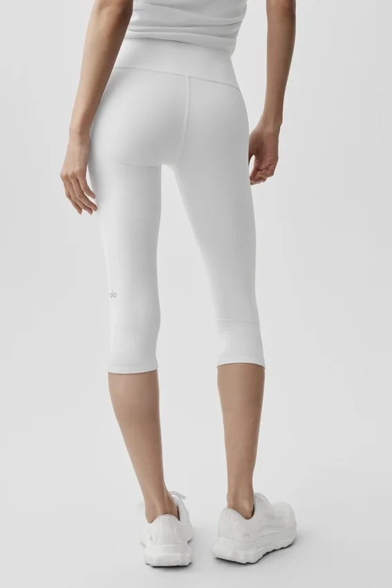 High-Waist Airbrush capri (16") – białe