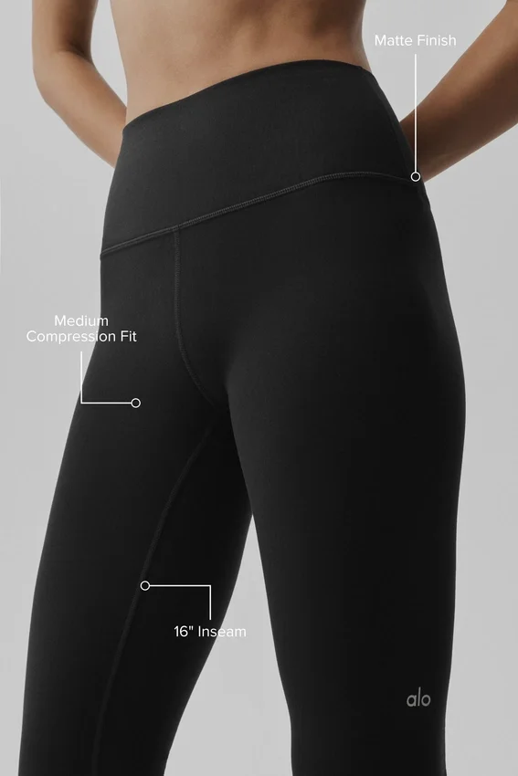 High-Waist Airbrush capri z wysokim stanem o wysokości 16" – czarne