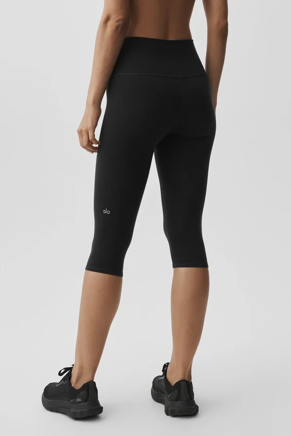 High-Waist Airbrush capri z wysokim stanem o wysokości 16" – czarne