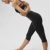 High-Waist Airbrush capri z wysokim stanem o wysokości 16" – czarne