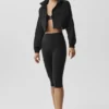 High-Waist Airbrush capri z wysokim stanem o wysokości 16" – czarne