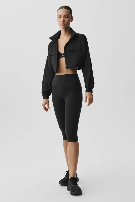 High-Waist Airbrush capri z wysokim stanem o wysokości 16" – czarne