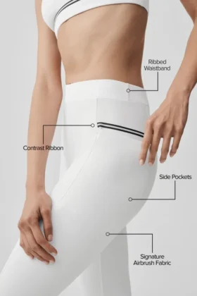 High-Waist Airbrush Fast Track Legginsy – białe/czarne