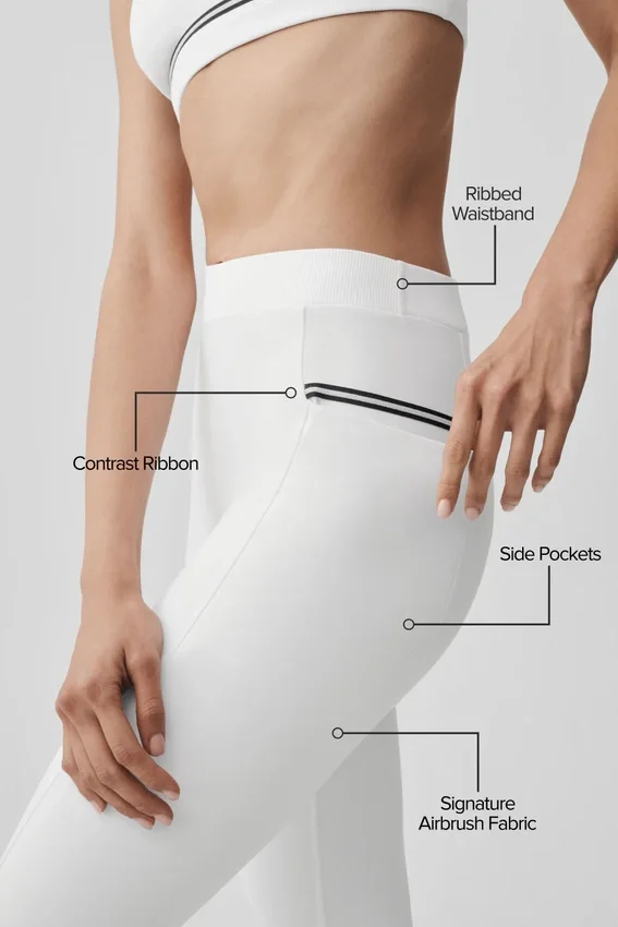 High-Waist Airbrush Fast Track Legginsy – białe/czarne