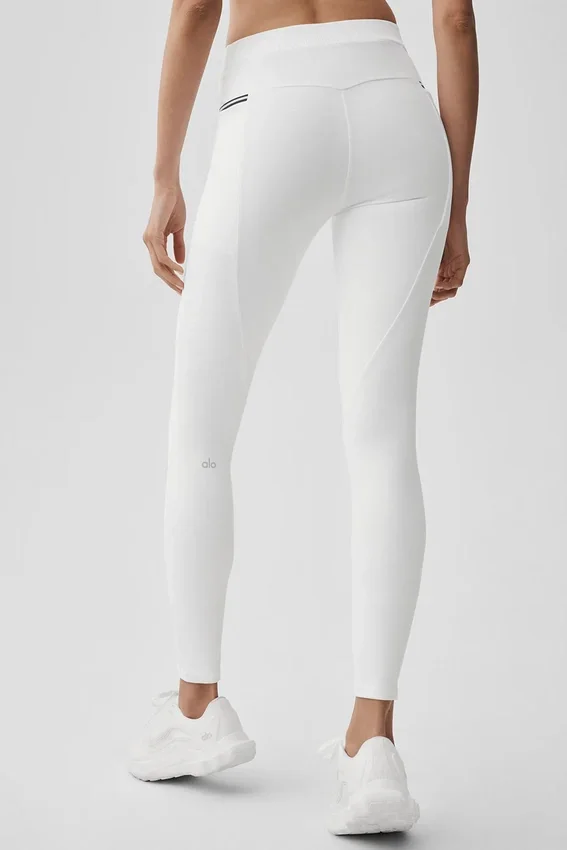 High-Waist Airbrush Fast Track Legginsy – białe/czarne