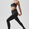 High-Waist Airbrush Fast Track Legginsy – czarne/białe