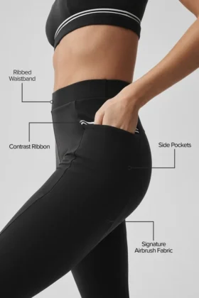 High-Waist Airbrush Fast Track Legginsy – czarne/białe