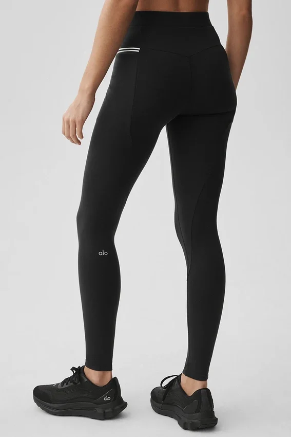 High-Waist Airbrush Fast Track Legginsy – czarne/białe
