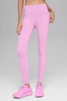 High-Waist Airbrush Legging – różowe w serduszka