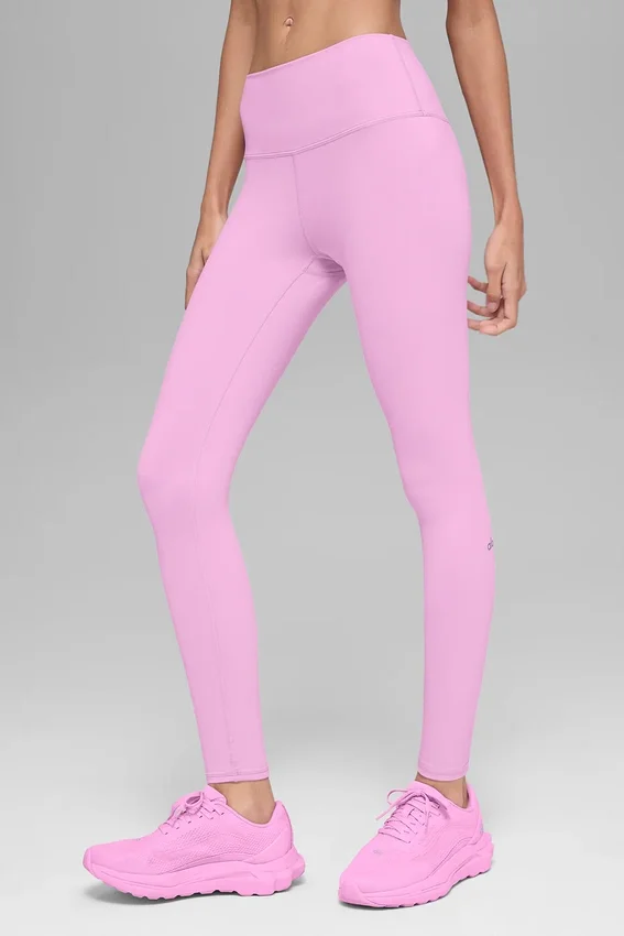 High-Waist Airbrush Legging – różowe w serduszka