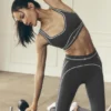High-Waist Airbrush Legging z motywem serca – antracytowo-białe