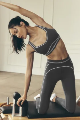High-Waist Airbrush Legging z motywem serca – antracytowo-białe