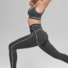 High-Waist Airbrush Legging z motywem serca – antracytowo-białe