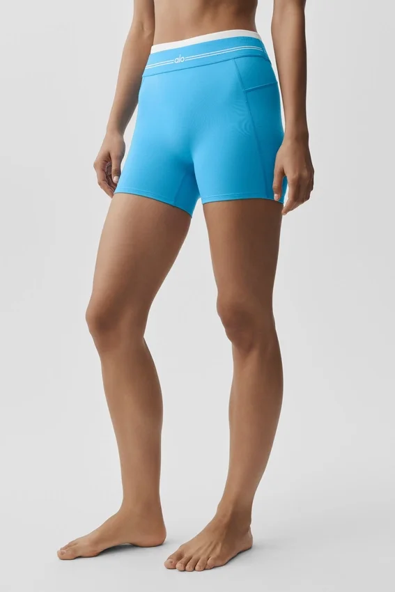 High-Waist Airbrush Szorty „Better Together” – błękitny/biały